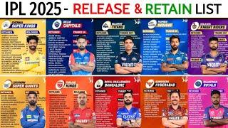 IPL 2025 - All Teams Retained & Released Players  CSK RCB PBKS KKR SRH MI RR DC GT IPL 2025