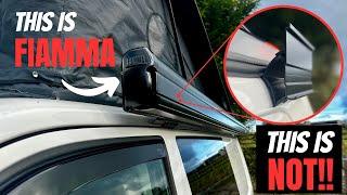 Fiamma F45 Awning With Poptop. Why I use THULE Brackets and no RAIL on my Transporter