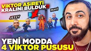 VİKTOR AŞİRETİ KRALI JEZZY VE EKİPLE YENİ MODDA 4 VİKTOR PUSUSU EN GERGİN PUSU  PUBG MOBILE