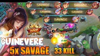 5x SAVAGE IN ONE GAME?? GUINEVERE NO MERCY KILLING - MLBB