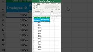 How to add zero before number in excel