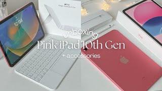 ipad 10th gen pink unboxing  apple pencil magic folio keyboard accessories 