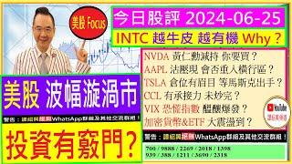 NVDA 黃仁勳減持 你要買？INTC 越牛皮 越有機 Why？AAPL 沽壓現？TSLA 倉位有眉目？CCL 有承接 未炒完？加密貨幣&ETF 大震盪到？2024-06-25