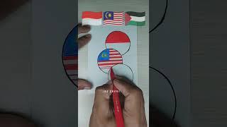 menggambar bendera Indonesia  + Malaysia  + palestina 