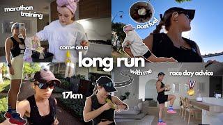 lets run 17km  come on a long run with me race day tips pre run routine marathon training food