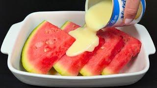 Beat condensed milk with watermelon No-bake watermelon dessert is a real treasure