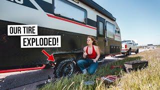 Worst RV Road Trip EVER Scary Tire Blowout.. Then Our BRAKES WENT OUT 