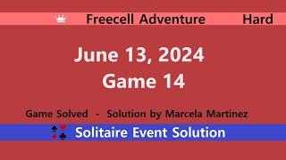 FreeCell Adventure Game #14  June 13 2024 Event  Hard