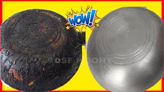 Clean the burned skillet and polish it in 2 minutesthis mix is ​​magical effortless 