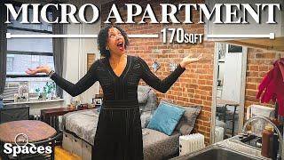 Touring a NYC Micro Apartment  170sqft    Tiny Spaces