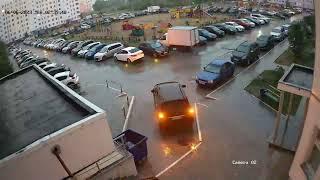 Hikvision color vu camera during a thunderstorm at night. Russia- Nizhnevartovsk.