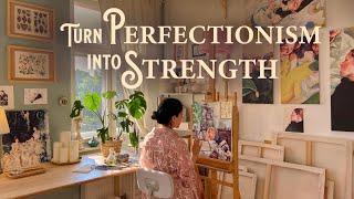 Make Perfection your Strength Oil Painting on Canvas + Library Visit  Cozy Art Vlog