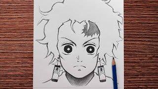 How to draw Tanjiro  Easy anime sketch  Easy to draw