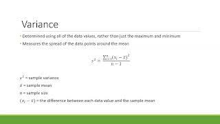 Measures of Variability Range Variance and Standard Deviation