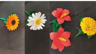 4Different types of flowers with craft paperhome decor DIY paper flowerorigami flowerpaper craft