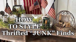 HOW TO STYLE  THRIFTED  JUNK FINDS  HOME DECOR TRASH TO TREASURE COTTAGE  FARMHOUSE PRIMITIVE