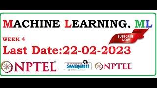 WEEK 4 MACHINE LEARNING ML ASSIGNMENT SOLUTION MACHINE LEARNING ML ASSIGNMENT SOLUTION WEEK 4 