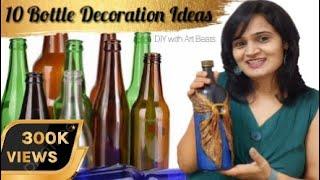 10 in 1 Bottle Decoration Ideas  Mixed Media Bottle Art  Home Decor