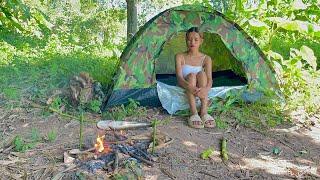 Solo camping in forest and grill fish to eat LyTa Nature