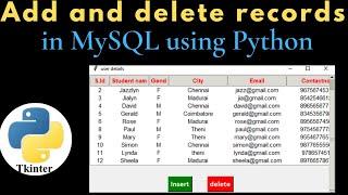 How to insert and delete rows in MySQL database using python tkinter