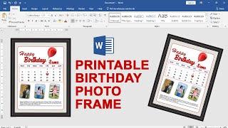 Printable Birthday Wishes Design in Microsoft Word   Printable birthday wishes photo frame