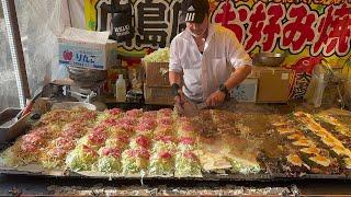 OKONOMIYAKI Stall in Japan  Master’s Amazing Skills Japanese Street Food