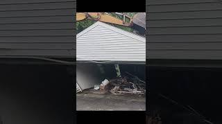 garage topple #demolition #excavator #construction #building #wrecking