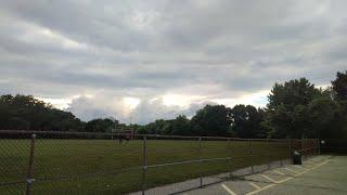 Big cumulus clouds in north-west distance