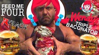 Ryback Attempts The Bell Life 4 Wendys TRIPLE Baconator Burger 5.5K Calorie Mukbang Food Challenge