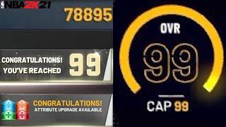 BEST WAY to HIT 99 OVERALL in 1 DAY in NBA 2K21  BEST 99 OVERALL METHOD  80K+ PER GAME