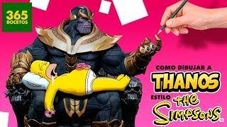 COMO DIBUJAR A Thanos ESTILO SIMPSONS - dibujos faciles - Como dibujar a Thanos paso a paso