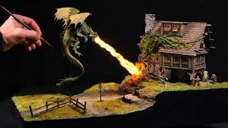 How to Make an EPIC Dragon Attack Diorama  Ralaxing Craft DIY