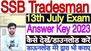 SSB Tradesman Answer Key 2023 PDF Download 13 July  SSB Tradesman Answer Key 2023 Kaise Check Kare