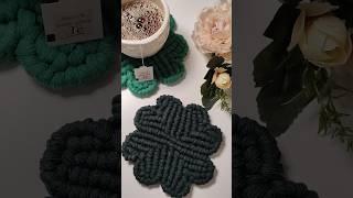 DIY Easy Macrame Four-leaf Clover Coaster  #shorts #macrame  #coaster