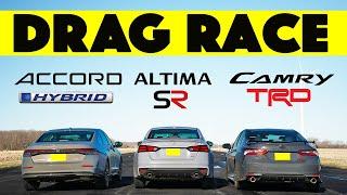 2024 Toyota Camry TRD vs Nissan Altima SR vs Honda Accord...GAP City  Drag and Roll Race.