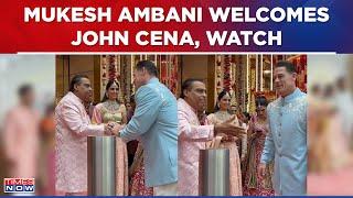 Mukesh Ambani Delightfully Welcomes John Cena For Anant Ambani & Radhika Merchant Wedding Watch