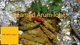 Famous bengali recipe kachur Lotir paturi How to cook steamed Arum-lobe in a foil paper pure veg