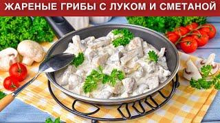 КАК ПРИГОТОВИТЬ ЖАРЕНЫЕ ГРИБЫ С ЛУКОМ И СМЕТАНОЙ? Вкусные шампиньоны на сковороде на ужин