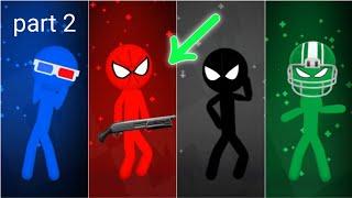 Marvel in Stickman party  Spider man vs Halk vs Black panther vs terminator