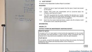 Grade 12 Accounting Term 1  Paper 1 Audit Report & Corporate Governance