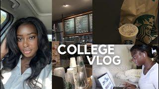 college VLOG attempting to be productive studying starbucks walking to class in the rain