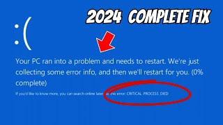 How To Fix Critical Process Died Error  on Windows 1011 BLUE Screen Error 2024