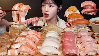 SUBTuna Salmon Shrimp Sushi Mukbang ASMR