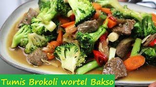 Tumis Brokoli Wortel Bakso saus tiram yang enak banget mantap surantap dan menyehatkan