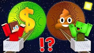 How JJ and Mikey Found Road To RICH 1.000.000$ vs POOR 1$ Planets in Minecraft Challenge Maizen