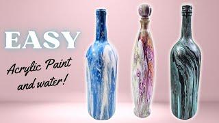 Paint Pouring Fun on Bottles Bottle Art  Bottle Craft