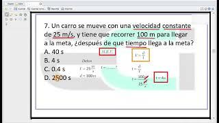 Un carro se mueve con una velocidad constante de 25ms y tiene que recorrer 100m.  física  MRU