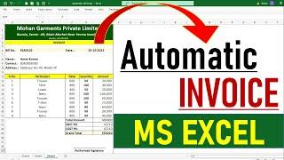 Fully  Automatic Invoice in Excel  Create Invoice Bill in Excel  MS Excel