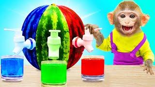 Smart Monkey KiKi and WATERMELON Life Hacks Challenge  KUDO ANIMAL