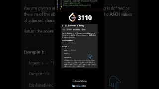 Java IQ #42 - Score of a String - LeetCode #3110 #javainterviewquestions  #javaprogramming